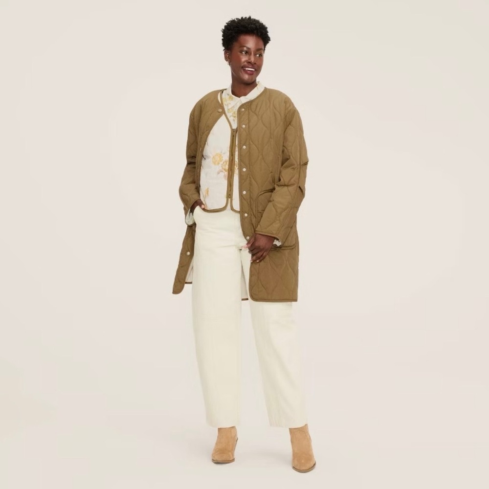 Woolrich X Target Women's Olive Green Quilted Jacket and Floral Vest